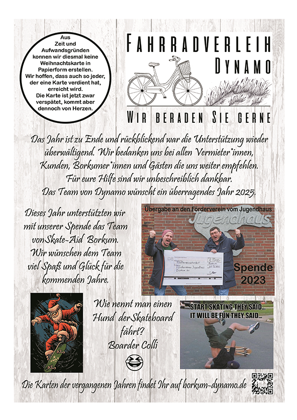 Weihnachtskarte und Spendenaktion 2024